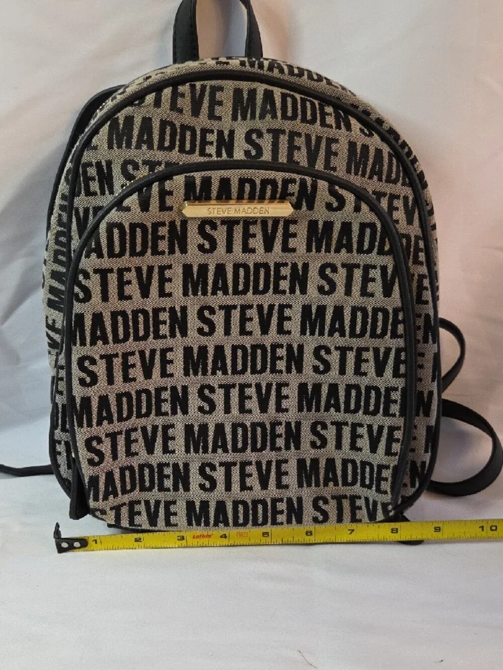 Steve Madden Black Logo Patterned Mini Backpack